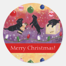 Adesivo Vinhetas de Natal do Black Labrador Retriever