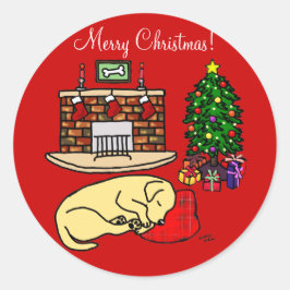 Adesivo Vinhetas de Natal do Labrador Amarelo