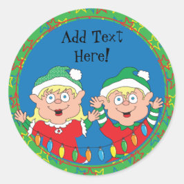 Adesivo Vinhetas de Natal Elves. Personalizar