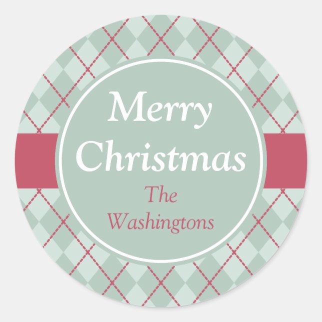 Adesivo Vinhetas de Natal Frosty Green Argyle (Frente)