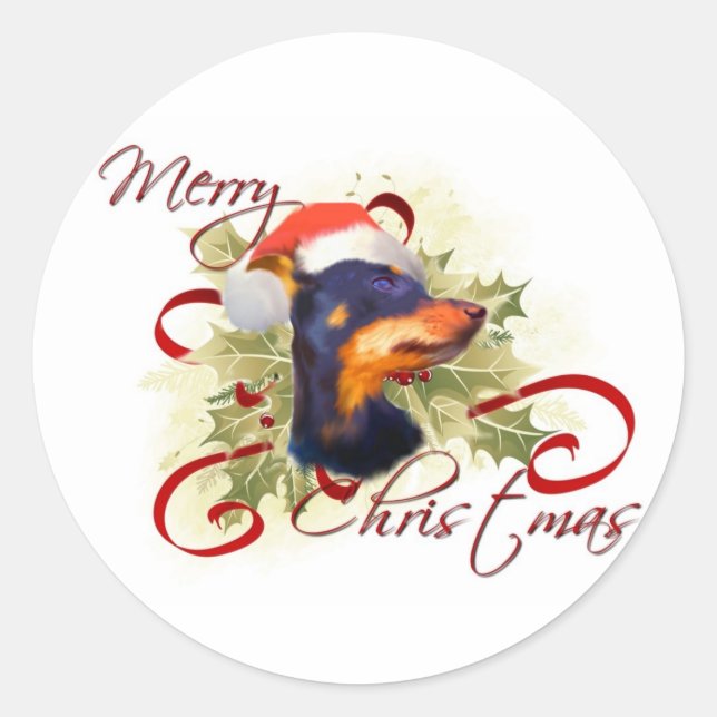 Adesivo Vinhetas de Natal Miniatura Pinscher (Frente)