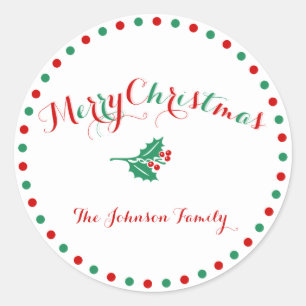 Adesivo Vinhetas De Natal Personalizadas, Brancas, Vermelh