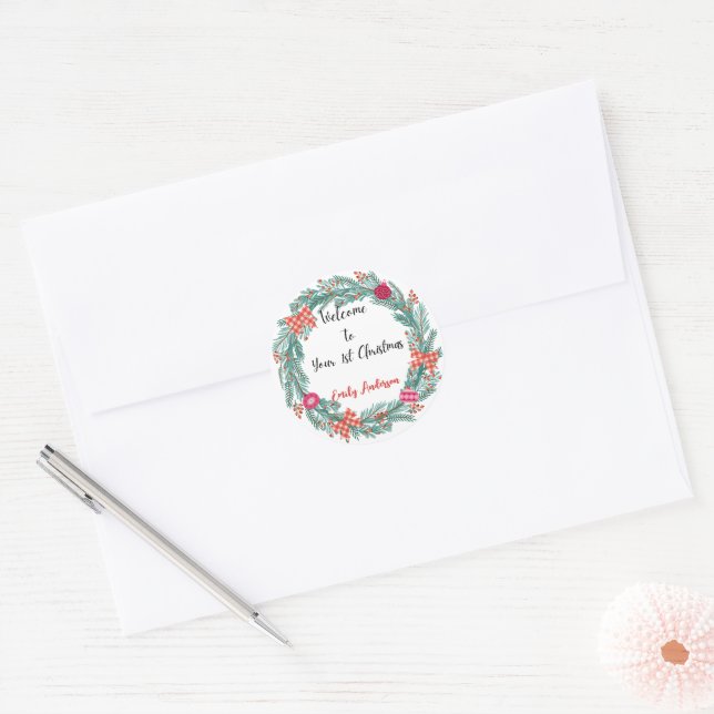 Adesivo Vinhetas de Natal personalizadas do bebê (Envelope)