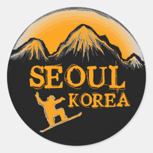 Adesivo Vinhetas de neve laranja da Coreia Seul