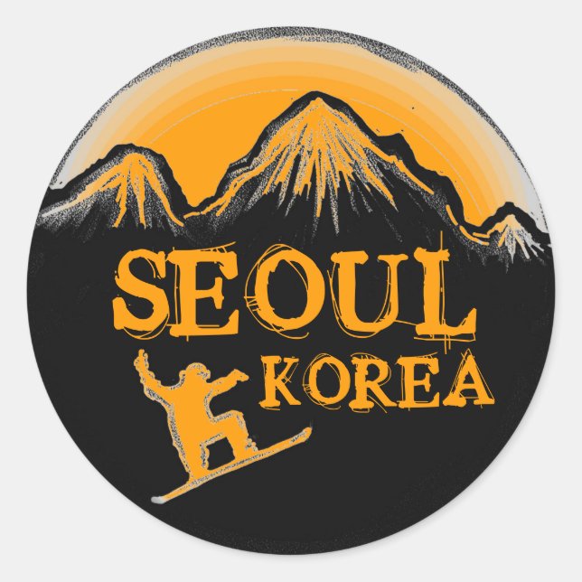 Adesivo Vinhetas de neve laranja da Coreia Seul (Frente)