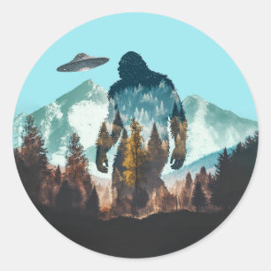 Adesivo Vinhetas de OVNI Sasquatch de Pé Grande