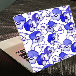 Adesivo Vinhetas de pele azul e Laptop branco