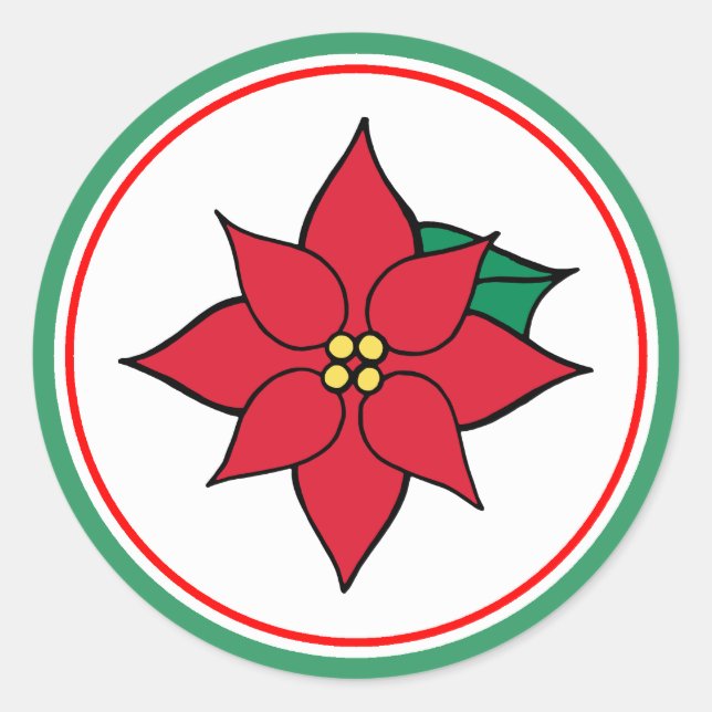 Adesivo Vinhetas de Poinsettia Festiva Vermelha Natal (Frente)