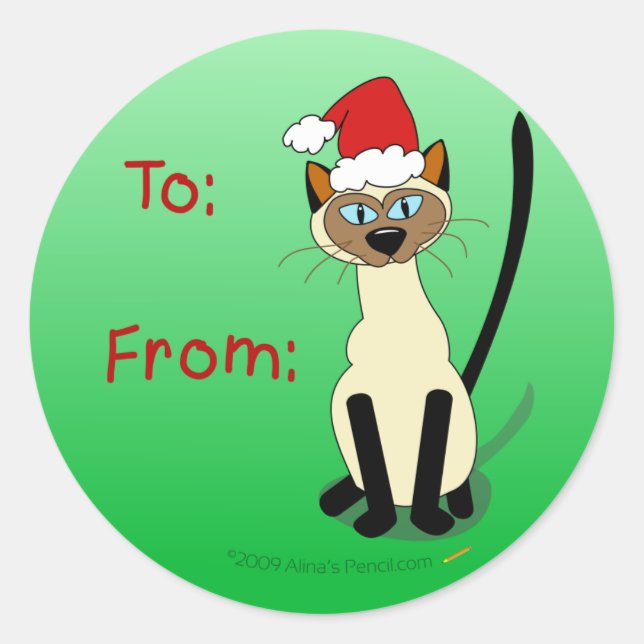 Adesivo Vinhetas de presentes de Natal de Gato Siamês (Frente)