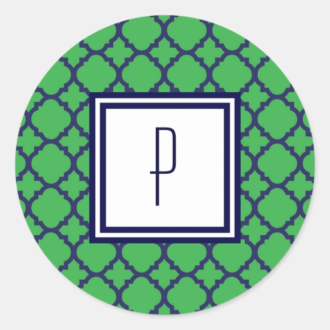 Adesivo Vinhetas de Quatrefoil Azul Verde (Frente)
