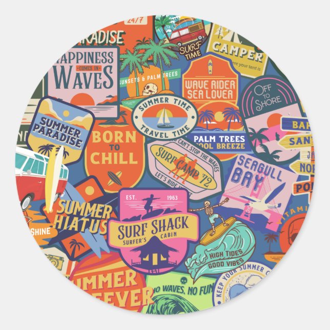 Adesivo Vinhetas de surfe (Frente)