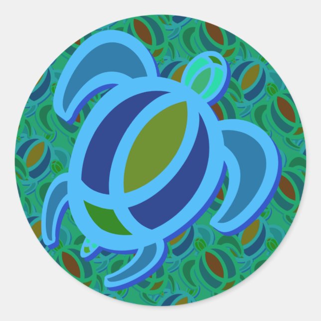 Adesivo Vinhetas de Tartaruga do Mar Azul (Frente)