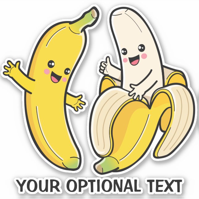 Adesivo vinhetas de texto personalizadas para as bananas e (Frente)