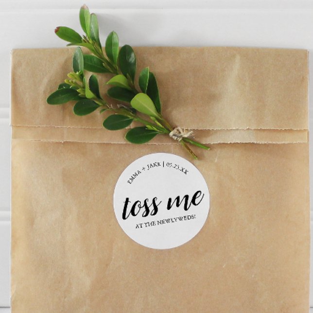 Adesivo Vinhetas de Toss Recentes de Casamento com Nomes e (Criador carregado)