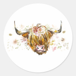 Adesivo Vinhetas De Vaca Flórida Em Terras Altas, Cujas Ve