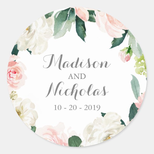 Adesivo Vinhetas de vedação de flores brancas cor-de-rosa (Frente)