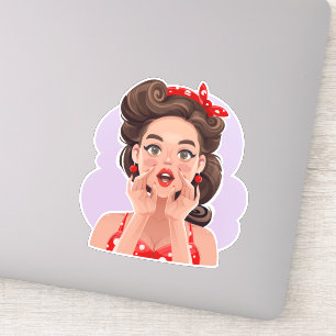 Adesivo Vinhetas de vinil para Garota Retro Bonita