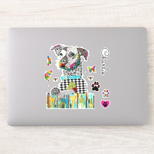 Adesivo Vinhetas de vinilo de cães de raça mista, de cor b