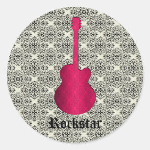 Adesivo Vinhetas de violão Rockstar Damask, Magenta