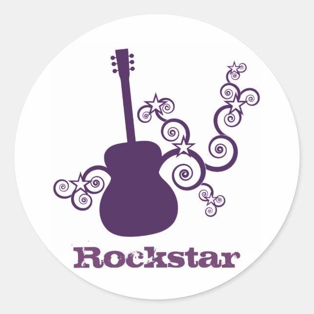 Adesivo Vinhetas de violão Rockstar, Roxo (Frente)
