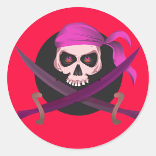 Adesivo Vinhetas do crânio de Pirata Vermelha e Roxa