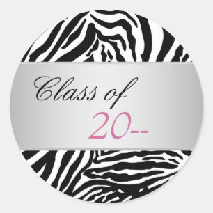 Adesivo Vinhetas Elegante de Graduação de Zebra Rosa