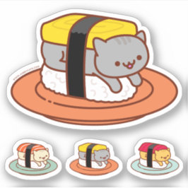 Adesivo Vinhetas engraçadas - GATOS SUSHI - TAMAGO