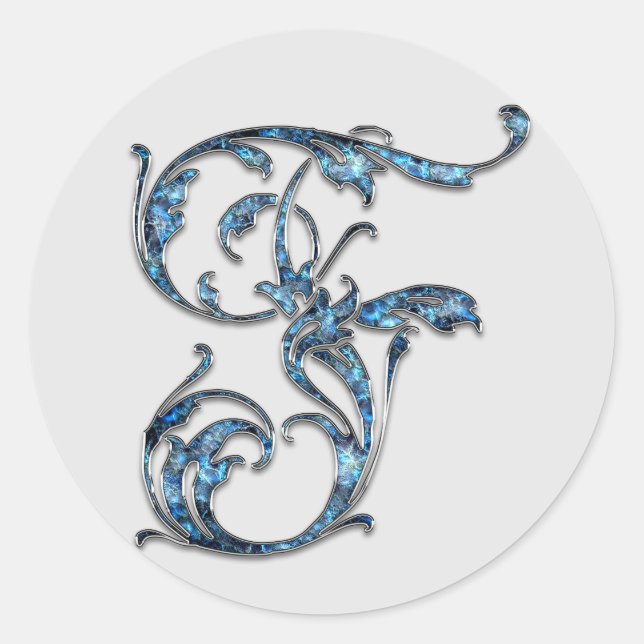 Adesivo vinhetas F iniciais monograma (Frente)