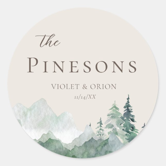 Adesivo Vinhetas-Favoráveis De Casamento De Montanha Elega (Frente)