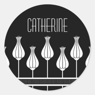 Adesivo Vinhetas Florais de Deco de Arte Negra e Branca