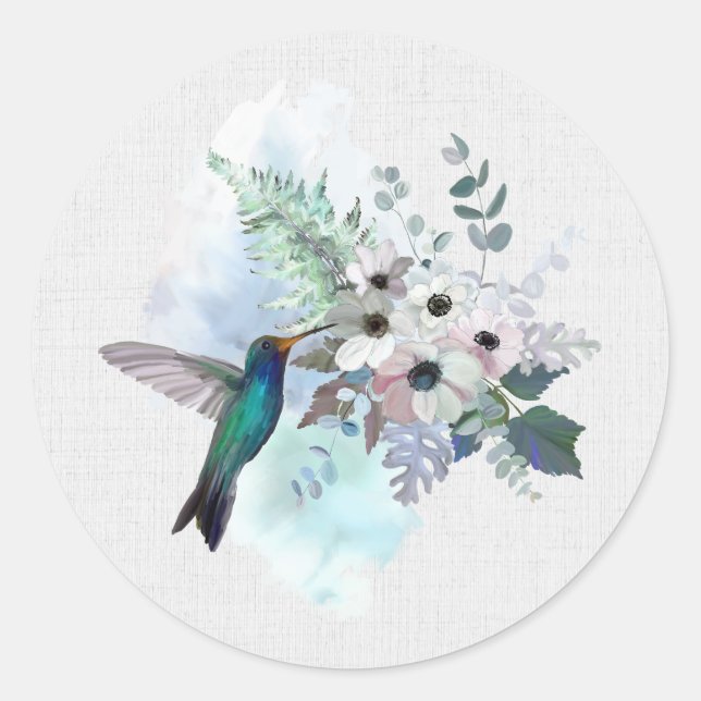 Adesivo Vinhetas Florais de Hummingbird (Frente)