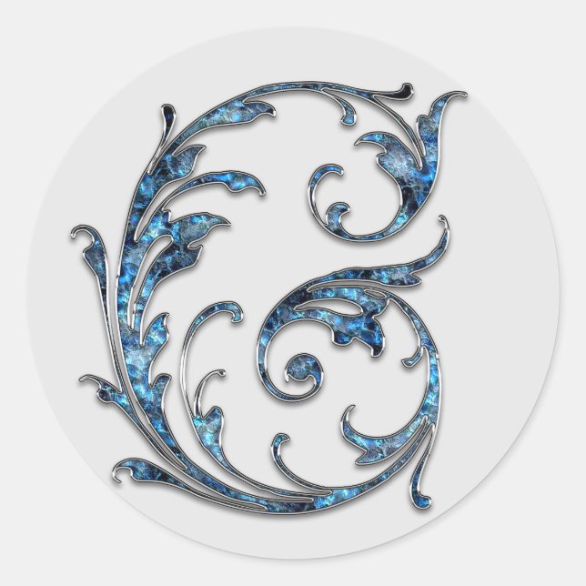 Adesivo vinhetas G iniciais de monograma (Frente)