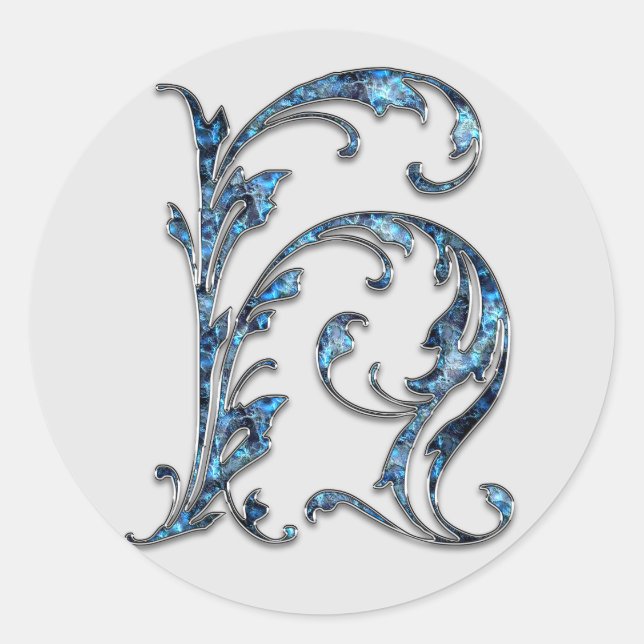 Adesivo vinhetas H iniciais monograma (Frente)