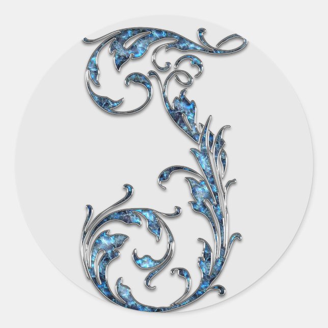 Adesivo vinhetas J iniciais monograma (Frente)