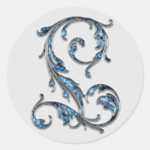 Adesivo vinhetas L iniciais de monograma