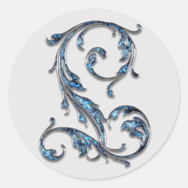 Adesivo vinhetas L iniciais de monograma (Frente)