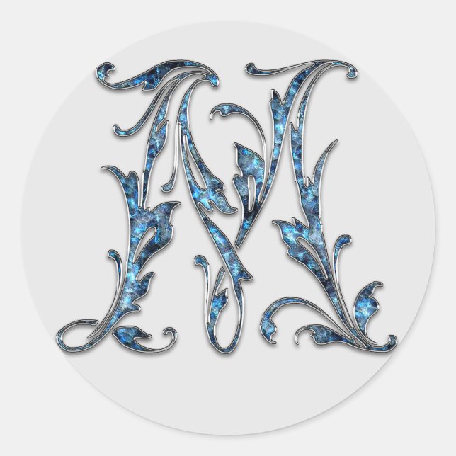 Adesivo vinhetas M iniciais monograma (Frente)