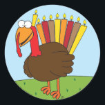 Adesivo Vinhetas Menurkey<br><div class="desc">Estes adesivos apresentam um charmoso e carismático Menurkey (combinação Menorah e Turquia),  em celebração do feriado cruzado Chanukah-Ação de Graças este ano.</div>