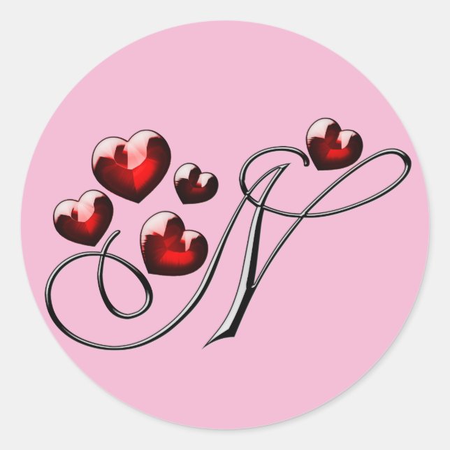 Adesivo vinhetas N iniciais de monograma (Frente)