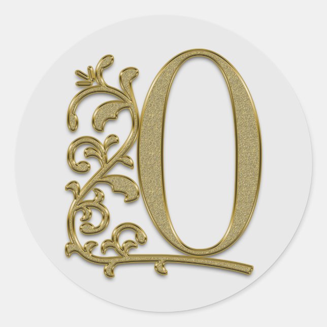 Adesivo vinhetas O iniciais de monograma (Frente)