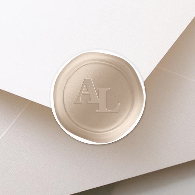 Adesivo Vinhetas para casamentos de monograma de cera de a (Bisque Sand Monogram Wax Seal Stickers)