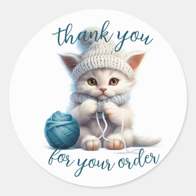 Adesivo vinhetas para embalagens de gatinhos para negócios (Frente)