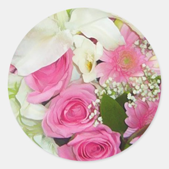 Adesivo Vinhetas para vedação de envelopes Florais, rosa e (Frente)