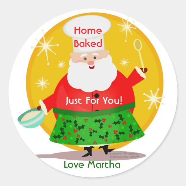 Adesivo Vinhetas Personalizadas de Natal de Papais noeis (Frente)