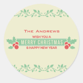 Adesivo Vinhetas Personalizadas de Natal Vermelho e Mint