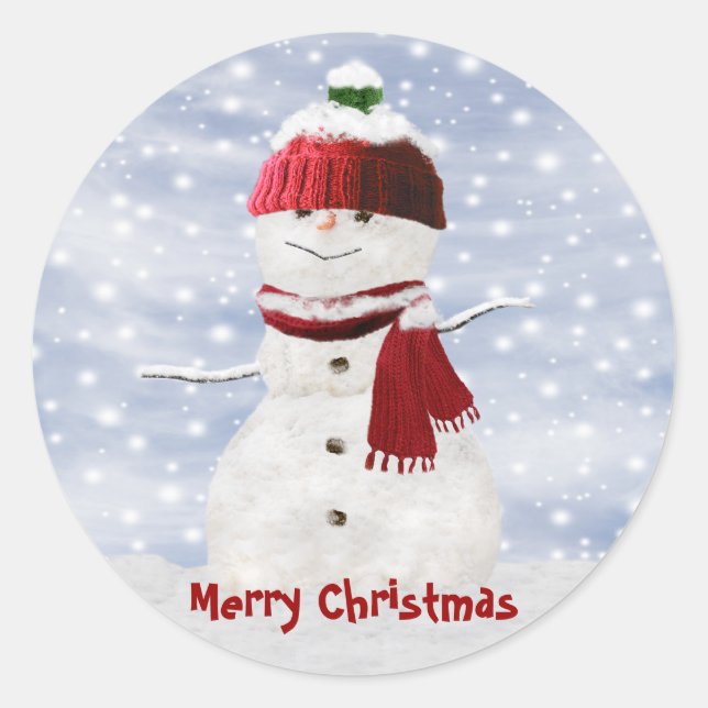 Adesivo Vinhetas Personalizáveis de Snowman de Natal (Frente)