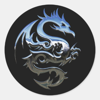 Adesivo Vinhetas Pretas de Dragão Silver Lucky