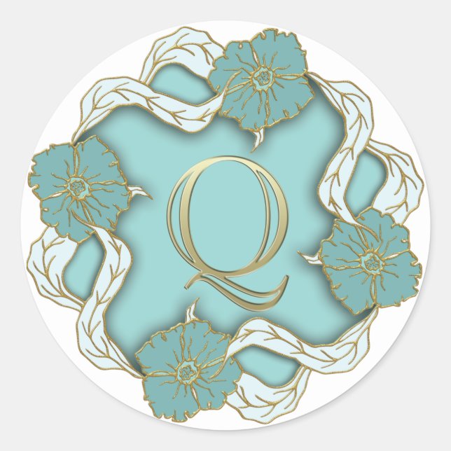Adesivo vinhetas Q iniciais do monograma (Frente)