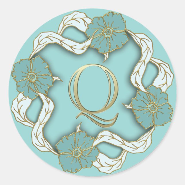 Adesivo vinhetas Q iniciais do monograma (Frente)