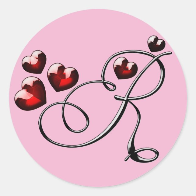 Adesivo vinhetas R iniciais monograma (Frente)